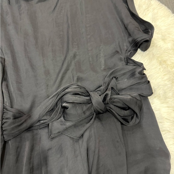Steve Madden Black Satin Long Short-Sleeve Dress - Picture 6 of 7